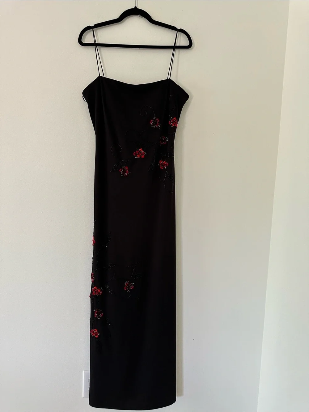JS boutique Vintage 90s/Y2K Goth Fairy Embellish 3D Flowers  Maxi Dress